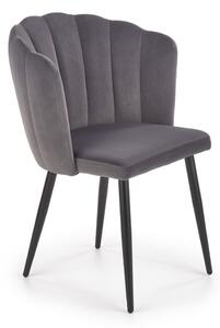 Krzesło do jadalni K386 - popielate, tapicerowane, welwet, glamour