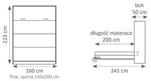 Półkotapczan pionowy 140x200 z biurkiem - biały mat