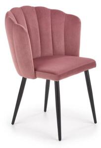 Krzesło do jadalni K386 - różowe, muszelka, welwetowe, tapicerowane