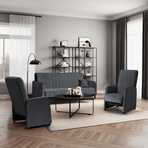 Zestaw Dwuosobowa Sofa PORTO i 2 Fotele Wypoczynkowe PORTO Szare do Salonu Nowoczesne