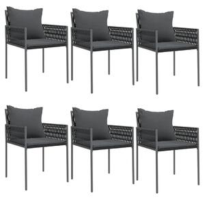 Krzesła ogrodowe z poduszkami, 6 szt., czarne, 54x61x83 cm