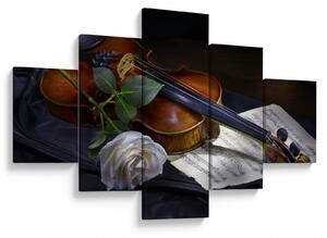 Obraz - Róże i skrzypce (125x70 cm)