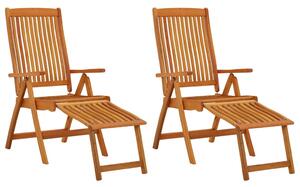 Składane krzesła ogrodowe z podnóżkami, 2 szt., eukaliptusowe