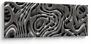 Obraz - Metaliczna abstrakcja (z zegarem) (90x30 cm)