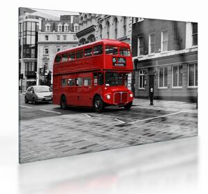Obraz na szkle - Londyn z autobusem (70x50 cm)