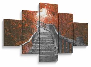 Obraz - Schody w naturze, pomarańczowy (125x70 cm)