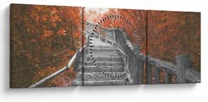 Obraz - Schody w naturze, pomarańczowy (z zegarem) (90x30 cm)