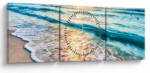 Obraz - Plaża morska (z zegarem) (90x30 cm)