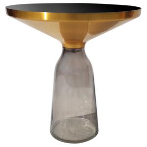Stolik kawowy Bottle Table 50/53cm szaro-złoty osadzony na szklanej nodze