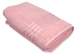 Ręcznik frotte 50x90cm w kolorze różowym ze 100% bawełny ozdobiony tasiemką