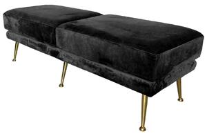 Strato elegancka pufa tapicerowana czarnym welurem ze złotymi metalowymi nóżkami 45/50/136 cm