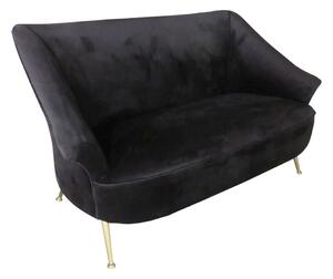 Marguesa 151/85/85cm czarna sofa tapicerowana welurem osadzona na złotych nóżkach