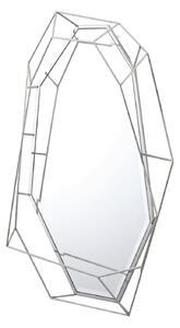 Lustro Massei II 78/127cm o nieregularnym wielokątnym kształcie ze srebrną metalową ramą