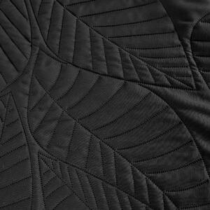 Czarna narzuta z wzorem LEAVES Rozmiar: 220 x 240 cm