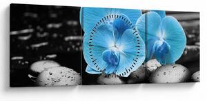 Obraz - Niebieska Orchidea (z zegarem) (90x30 cm)