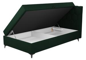 Łóżko kontynentalne z pojemnikiem zielone MEGAN PU 120x200 cm