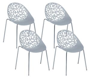 Zestaw 4 krzeseł do jadalni ażurowe siedzisko metalowe nóżki szary Mumford Beliani