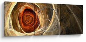 Obraz - Abstrakcyjne róże w ognistych kolorach (z zegarem) (90x30 cm)