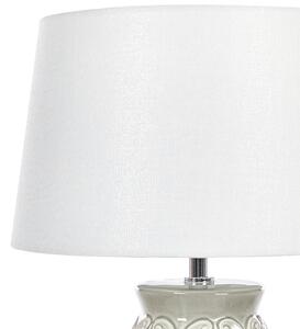 Elegancka lampa stołowa nocna ceramiczna szara z białym abażurem Khoper Beliani