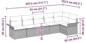 Zestaw Mebli Ogrodowych Komplet Wypoczynkowy Z Poduszkami 6-Częściowy Beżowy Rattan Na Taras Balkon Ogród