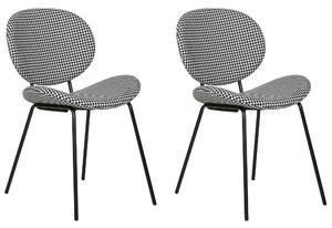 Zestaw 2 krzeseł do jadalni żelazne czarne nogi bez podłokietników styl retro czarno-biała pepitka Luana Beliani