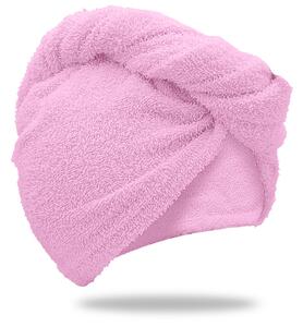 Szybkoschnący turban do włosów frotte różowy