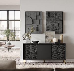 Elegancka czarna trójwymiarowa komoda 155cm | Umeblowana.com
