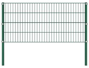Panel ogrodzeniowy ze słupkami, żelazny, 17 x 0,8 m, zielony