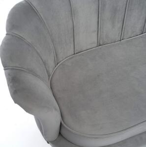 EMWOmeble Zestaw sofa i 2 fotele muszelki ELIF / ciemny szary welur, złote nogi
