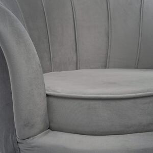 EMWOmeble Zestaw sofa i 2 fotele muszelki ELIF / ciemny szary welur, złote nogi