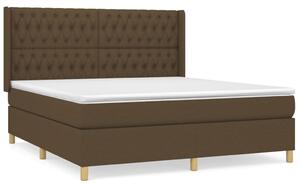 Łóżko kontynentalne z materacem, brązowe, tkanina, 180x200 cm