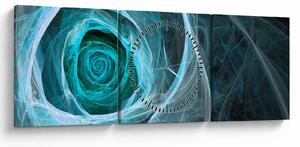 Obraz - Abstrakcyjny różowy niebieski z czarnym tłem (z zegarem) (90x30 cm)