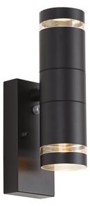 Nowoczesna lampa ścienna zewnętrzna czarna 2-punktowa IP44 z czujnikiem zmierzchu - Dubbla