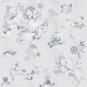 Tapeta do pokoju dziecka Mapa Stories from the Sea Blue
