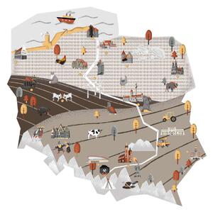 Naklejka ścienna dla dzieci Mapa Polski Beżowa