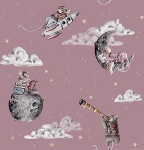Tapeta do pokoju dziecka Cosmic Little Mouse pink