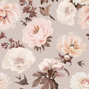 Tapeta do pokoju dziecka Peonie i Ptaki