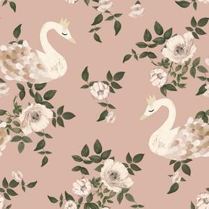 Tapeta do pokoju dziecka Swans kingdom pink