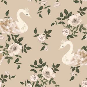 Tapeta do pokoju dziecka Swans kingdom beige