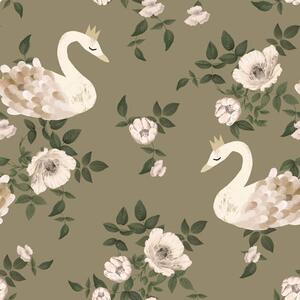 Tapeta do pokoju dziecka Swans kingdom green