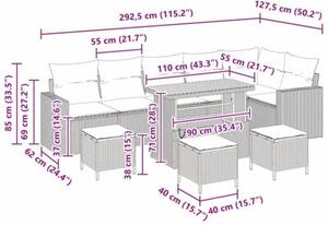 Zestaw Mebli Ogrodowych Komplet Wypoczynkowy Z Poduszkami 10-Częściowy Czarny Rattan Na Taras Balkon Ogród