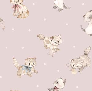 Tapeta do pokoju dziecka w kotki – I love cats – pudrowo różowa