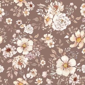 Tapeta do pokoju dziecka Kwiaty Boho Brązowa