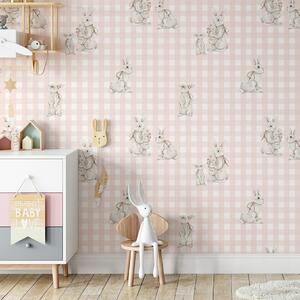 Tapeta do pokoju dziecka Royal Bunnies – kratka w kolorze "baby pink"