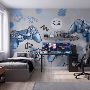 Tapeta do pokoju dziecka Gaming Niebieska