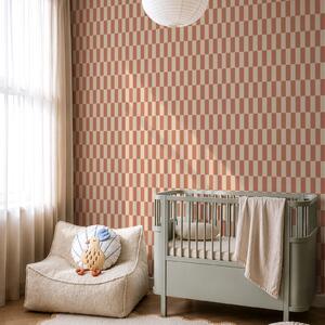 Tapeta Klocki Retro Terakota – tapeta do pokoju dziecka