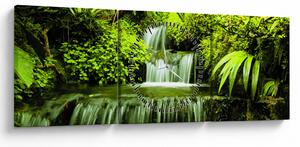 Obraz - Indonezyjskie wodospady (z zegarem) (90x30 cm)