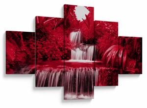 Obraz - Indonezyjskie wodospady w kolorze czerwonym (125x70 cm)