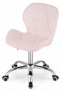 Krzesło obrotowe fotel na kółkach Eliot aksamit różowe