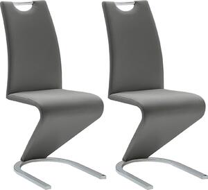 Nowoczesne, szare krzesła, sztuczna skóra - 6 sztuk